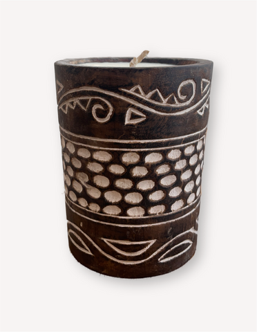 Tribal wooden candle